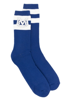 Moncler logo-print fine-ribbed socks - Blue