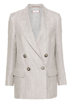 Peserico double-breasted linen blazer - Grey
