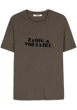 Zadig&Voltaire Tommy flocked-logo T-shirt - Brown