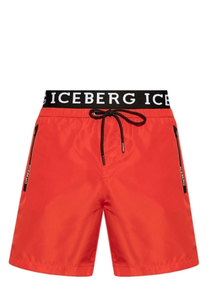 Iceberg logo-waistband swim shorts - Red