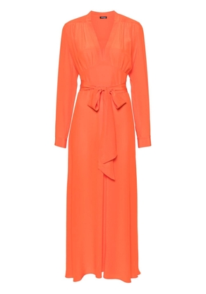 Kiton silk pleat-detail maxi dress - Orange