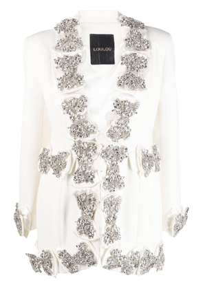 Loulou Marie crystal-embellished bow blazer - Neutrals