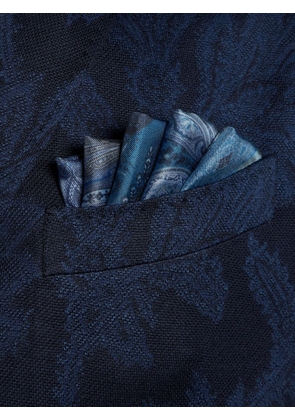 ETRO blue printed silk pocket square