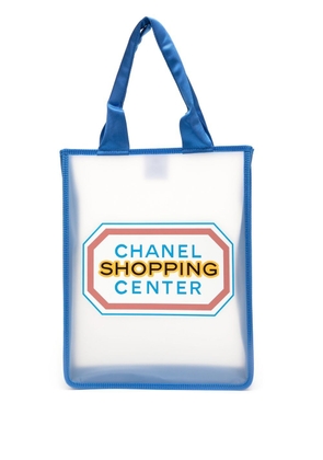 CHANEL Pre-Owned 2014 logo-print transparent tote bag - Blue