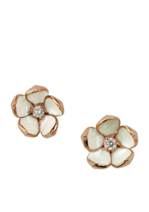Shaun Leane Large Gold Vermeil And Diamond Cherry Blossom Flower Earrings