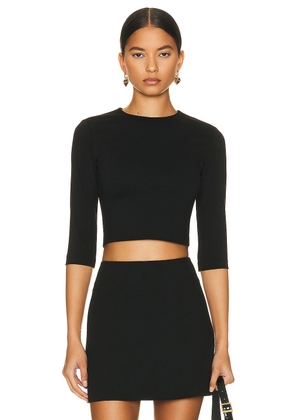 Helsa Eco Roma Ponte Crop Shirt in Black - Black. Size S (also in ).