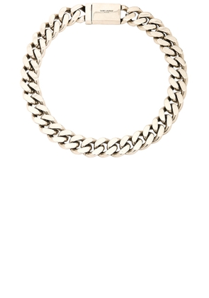 Saint Laurent Thick Curb Chain Necklace in Argent Oxyde - Metallic Silver. Size L (also in ).