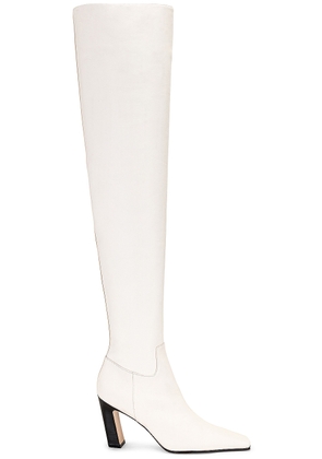 KHAITE Marfa Classic Over The Knee Heel Boot in Off White - White. Size 36 (also in 36.5, 37.5, 38, 38.5, 39, 41).