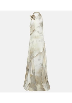 Coperni Floral-appliqué asymmetric gown