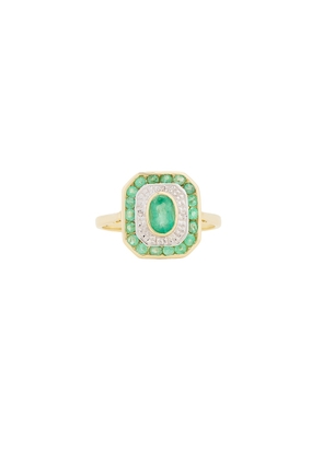23CARAT Target Deco Ring in 9k Yellow Gold  Diamond  & Emerald - Metallic Gold. Size 7 (also in ).