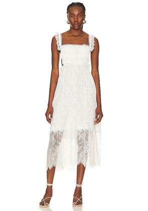 For Love & Lemons Deane Midi Dress in White. Size S.