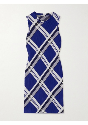 Burberry - Printed Ribbed Silk Mini Dress - Blue - x small,small,medium,large