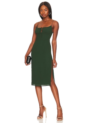MORE TO COME Claudia Cami Midi Dress in Dark Green. Size XS.