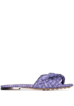 Bottega Veneta Intrecciato square toe slide sandals - Purple