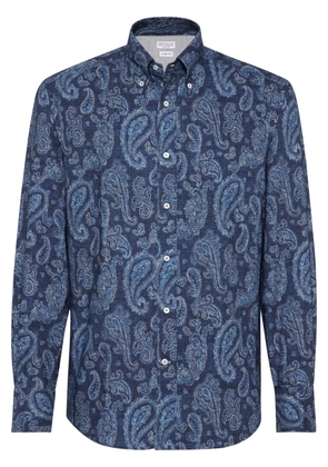 Brunello Cucinelli paisley-print cotton shirt - Blue