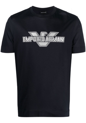 Emporio Armani embroidered-logo cotton T-shirt - Blue