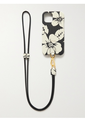 TOM FORD - Floral-Print Full-Grain Leather iPhone 11 Pro Case with Lanyard - Men - Black
