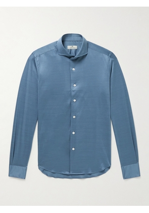 Canali - Cutaway-Collar Cotton-Jersey Shirt - Men - Blue - S