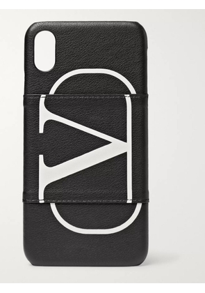Valentino Garavani - Valentino Garavani Full-Grain Leather iPhone XS Case - Men - Black
