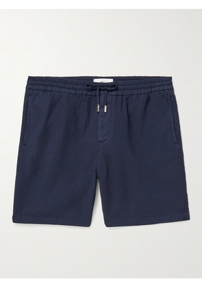 Mr P. - Straight-Leg Textured Cotton-Dobby Drawstring Shorts - Men - Blue - 28