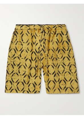 OBIDA - Straight-Leg Printed Cotton Drawstring Shorts - Men - Yellow - S