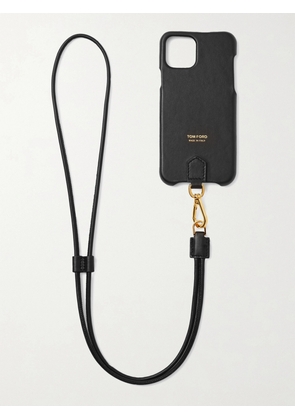 TOM FORD - Logo-Print Leather iPhone 11 Pro Case with Lanyard - Men - Black