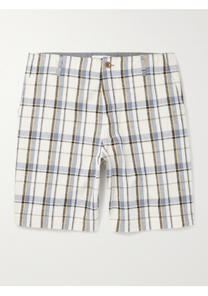 Mr P. - Checked Cotton and Linen-Blend Golf Shorts - Men - Blue - UK/US 28