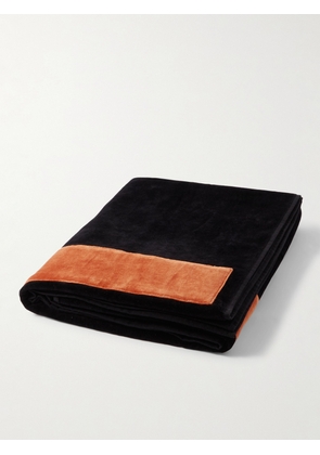 Zegna - Logo-Jacquard Colour-Block Cotton-Terry Beach Towel - Men - Black