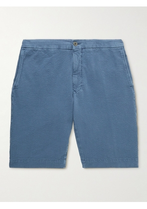 Incotex - Straight-Leg Cotton-Blend Seersucker Bermuda Shorts - Men - Blue - UK/US 28