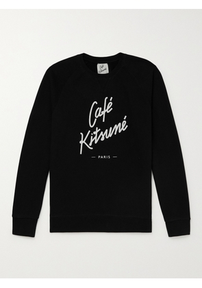 CAFÉ KITSUNÉ - Logo-Print Cotton-Jersey Sweatshirt - Men - Black - XS
