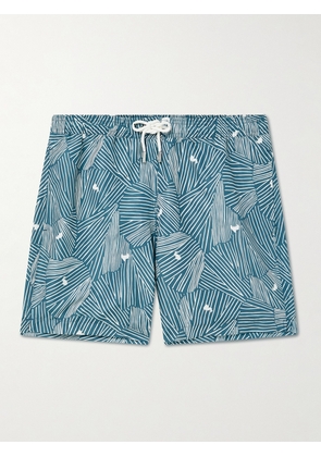 Mr P. - Straight-Leg Mid-Length Printed Recycled Swim Shorts - Men - Blue - XS