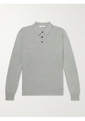 Mr P. - Racking Stitch Donegal Wool Polo Shirt - Men - Gray - XS