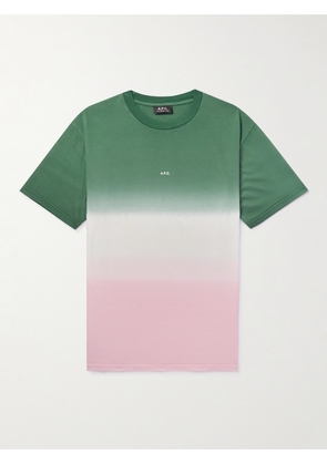 A.P.C. - Marius Logo-Print Dip-Dyed Cotton-Jersey T-Shirt - Men - Green - XS