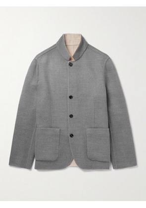 Brunello Cucinelli - Nehru Collar Reversible Wool Overshirt - Men - Gray - IT 46