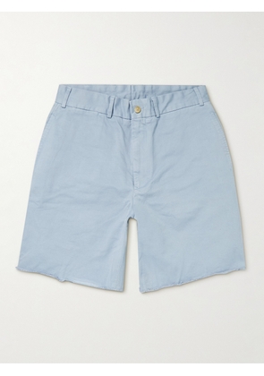 Beams Plus - Wide-Leg Distressed Cotton-Gabardine Bermuda Shorts - Men - Blue - S