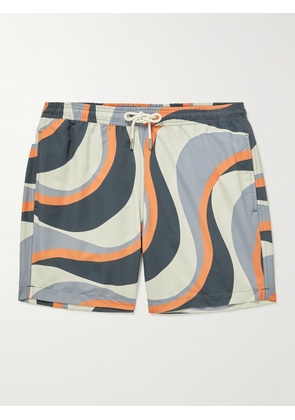 Mr P. - Straight-Leg Mid-Length Irregular Wave Printed Recycled Swim Shorts - Men - Gray - XS