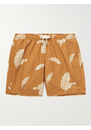 Mr P. - Straight-Leg Mid-Length Leaf-Print Recycled Swim Shorts - Men - Metallic - XS
