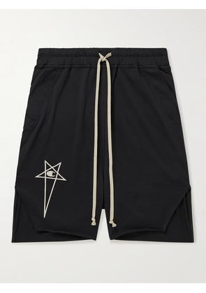 Rick Owens - Champion Pods Logo-Embroidered Organic Cotton-Jersey Drawstring Shorts - Men - Black - XS