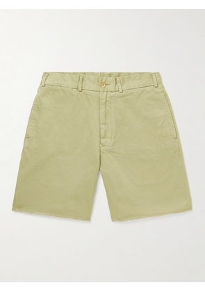 Beams Plus - Wide-Leg Distressed Cotton-Gabardine Bermuda Shorts - Men - Green - S