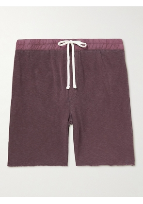 James Perse - Straight-Leg Poplin-Trimmed Supima Cotton-Jersey Drawstring Shorts - Men - Purple - 1