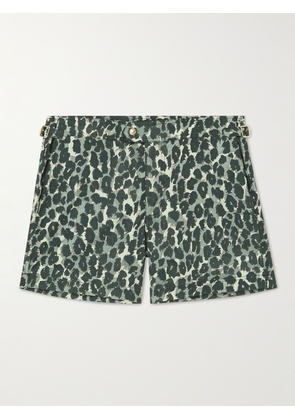 TOM FORD - Slim-Fit Short-Length Leopard-Print Swim Shorts - Men - Blue - IT 46