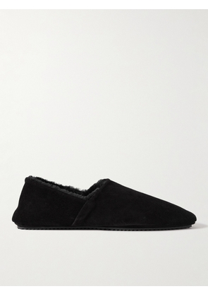 Mr P. - Collapsible-Heel Shearling-Lined Suede Slippers - Men - Black - UK 7