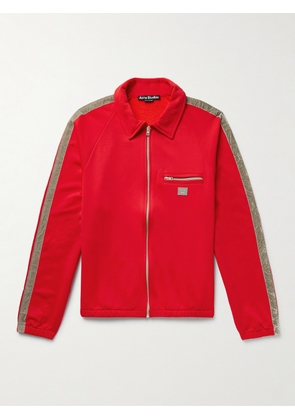 Acne Studios - Fremont Velvet-Trimmed Cotton-Blend Jersey Zip-Up Sweatshirt - Men - Red - XS