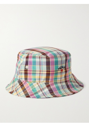 Baracuta - Noah Logo-Embroidered Checked Cotton-Twill Bucket Hat - Men - Blue - S