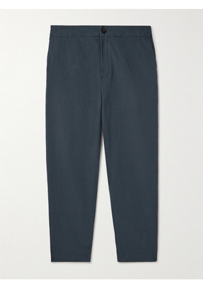 Mr P. - James Tapered Garment-Dyed Cotton and Linen-Blend Trousers - Men - Blue - 28