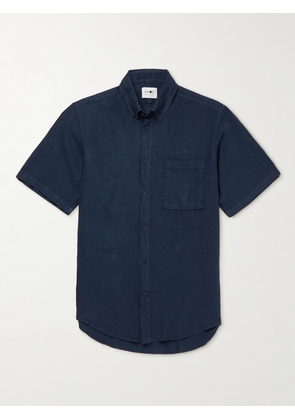 NN07 - Arne 5706 Button-Down Collar Linen Shirt - Men - Blue - S