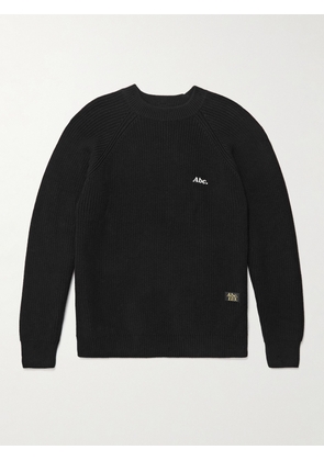ABC. 123. - Logo-Embroidered Ribbed Cotton Sweater - Men - Black - XS