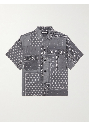 Neighborhood - Chopped Bandana-Print Cotton Shirt - Men - Gray - S