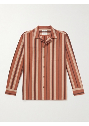 Nudie Jeans - Vincent Camping Camp-Collar Organic Cotton and Linen-Blend Shirt - Men - Orange - XS