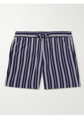 Mr P. - Straight-Leg Striped Twill Drawstring Shorts - Men - Blue - 28